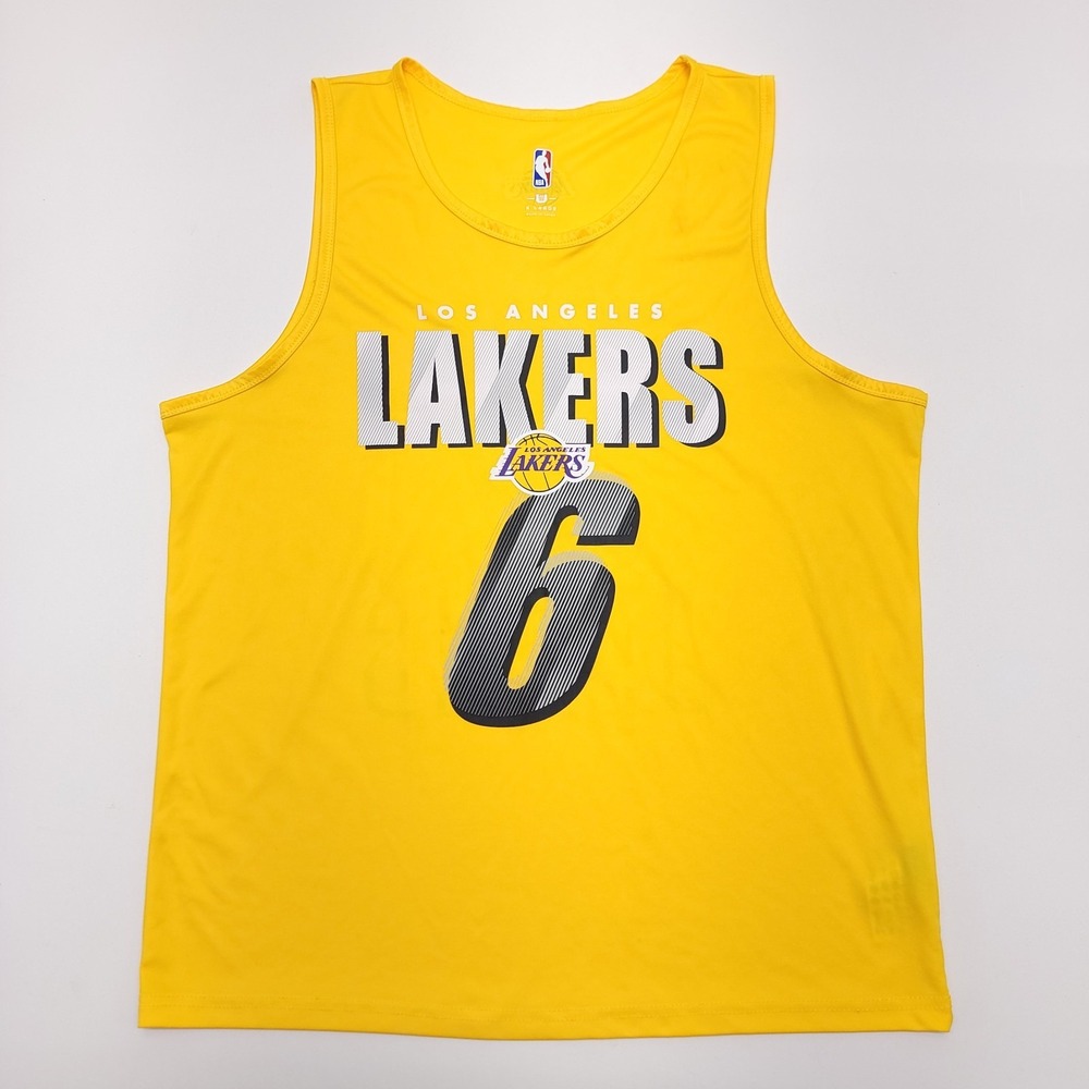 NBA‎ Lakers #6 LeBron James Sleeveless Jersey Gold Mens Size XL